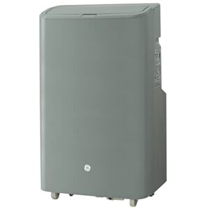 GE 8,500 BTU Heat & Cool Portable Air Conditioner for Medium Rooms up to 350 sq ft., 4-in-1 with Heat, Dehumidify, Fan and Auto Evaporation, Dual Hose Compatible, Included Window Installation Kit,Grey