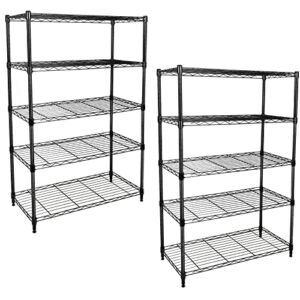 Simple Deluxe 5-Tier Heavy Duty Storage Shelving Unit ,Black,36Lx14Wx60H inch, 2 Pack