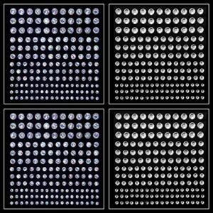 1320 Pcs 8 Sheets Rhinestone Stickers 3/4/5/6 mm Self Adhesive Rhinestones Gems for Face Eyes Makeup Hair Body (Clear, AB Color)