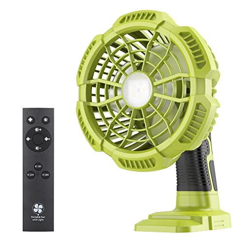 DTEZTECH 7 Inch Camping Fan Powered by Ryobi ONE+ 18V Li-ion Ni-CD Ni-MH Battery, 3 Speed Handheld Fan with Remote, 9W LED Work Light, Small Personal Portable Fan for Home Travel Outdoor Garage Office | The Storepaperoomates Retail Market - Fast Affordable Shopping