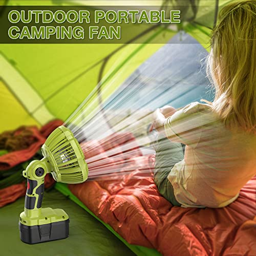 DTEZTECH 7 Inch Camping Fan Powered by Ryobi ONE+ 18V Li-ion Ni-CD Ni-MH Battery, 3 Speed Handheld Fan with Remote, 9W LED Work Light, Small Personal Portable Fan for Home Travel Outdoor Garage Office | The Storepaperoomates Retail Market - Fast Affordable Shopping