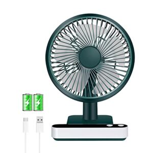 Oscillating Table Fan, Quiet Operation USB Fan Rechargeable Battery Operated Small Air Circulator Fan with 4 Wind Speed Strong Airflow, LED Display Personal Fan for Home, Office, Camping, Travel