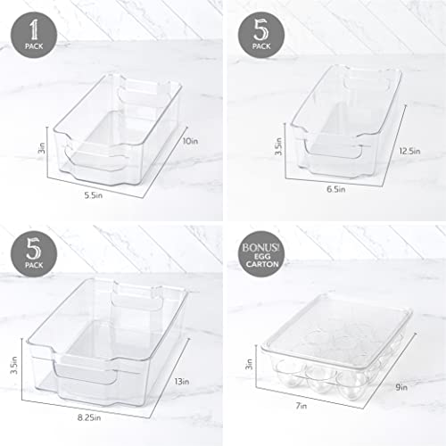 Refrigerator Organizer Bins – Clear Plastic, Stackable, Narrow and Wide Bin Sizes, Egg Tray with Lid. Great Storage for Fridge, Cabinets, Countertops and Pantry. (Set of 12) | The Storepaperoomates Retail Market - Fast Affordable Shopping