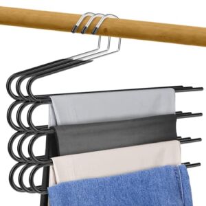 Multi Pants Hangers Space Saving- 4 Tier Space Saving Hangers- Metal Hangers for Pants, Jean Hangers and Skirt Hangers for Women, Non Slip Hangers for Pants Organizer (3)