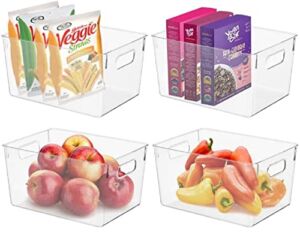 Pantry Organizer, Clear Storage Bins, for Kitchen, Pantry, Cabinets, for Storing Packets, Spices, Sauce, Snacks, Cans, Set of 4 By Homeries 11” x 8” x 6”