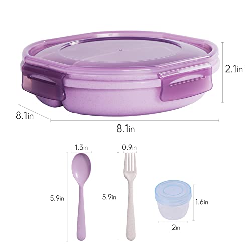 Bento Box, Lunch Box, Bento Box for Kids, Lunch Containers for Adults, All in One Lunch Containers, Kids Lunch Box, Baby Food Containers with 3 Compartments, Spoon, Fork and Mini Sauce Box (Purple) | The Storepaperoomates Retail Market - Fast Affordable Shopping