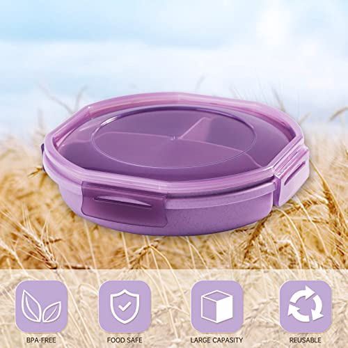 Bento Box, Lunch Box, Bento Box for Kids, Lunch Containers for Adults, All in One Lunch Containers, Kids Lunch Box, Baby Food Containers with 3 Compartments, Spoon, Fork and Mini Sauce Box (Purple) | The Storepaperoomates Retail Market - Fast Affordable Shopping