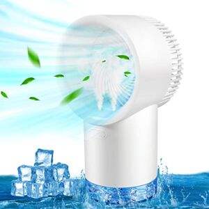 Portable Air Conditioners, Evaporative USB Rechargeable Personal Air Cooler, Cordless 3 in 1 Mini AC Desktop Spray Fan, Quiet 3 Speed Air Cooler Humidifier with Blue Night Light for Home / Camping / Desk