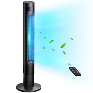 iLukodu Upgrade Tower Fan, 90° Oscillating Fan 44” with ECO Mode, Portable Bladeless Fan with Remote, Fan for Bedroom Living Rooms Office, Touch Control
