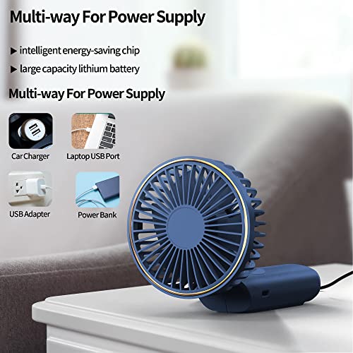TUNISE Portable Handheld Fan, Neck Fan, 4000mAh Desk Fan, 180° Adjustable, 6 Speed Wind, Display Electricity in Real Time, USB Rechargeable Foldable Fan, Quiet Personal Fan with Power Bank Blue | The Storepaperoomates Retail Market - Fast Affordable Shopping