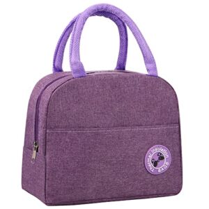 BLOCE Insulated Lunch Bag Women, Small Lunch Box for Women, Freezable Tote Bag, Adult Waterproof Lunchbox for Office Work School Picnic Beach Workout Travel (Purple)