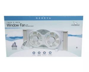 Polar Air Window Fan, 3-Speed 3-Function Expandable Reversible, Twin 9 inch with Remote Control, White