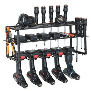 Power Tool Organizer, Heavy Duty Floating Utility Tool Shelf Garage Organizers Drill Holder 3 Layers Wall Mounted Tool Rack for Handheld Cordless Tools Battery Powered Tools