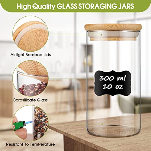 Glass Jars with Bamboo Lids,12 Pack Spice Jars with Bamboo Lids,10oz (300ml) Glass Storage Jars,Glass Canisters with Wood Airtight Lids,Labels,Glass Storage Containers for Food,Beans,Candy,Spice | The Storepaperoomates Retail Market - Fast Affordable Shopping