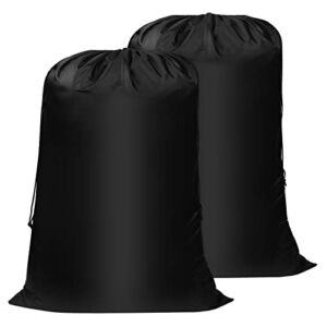2 Pack Laundry Bags Extra Large Heavy Duty, YOGINGO 32 ” × 45” Drawstring Nylon Laundry Bag, Durable and Tear Resistant Fabric, Large Capacity, Ideal for Camp, Travel, Laundromat or College Dorm（Black）