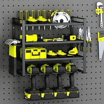 Power Tool Organizer, 4 Layers Garage Tool Organizers and Storage，Drill Holder Wall Mount, Storage Rack for Cordless Drill, Heavy Duty Tool shelf with Screwdriver Holder/Pliers Holder/Hammer Holder | The Storepaperoomates Retail Market - Fast Affordable Shopping