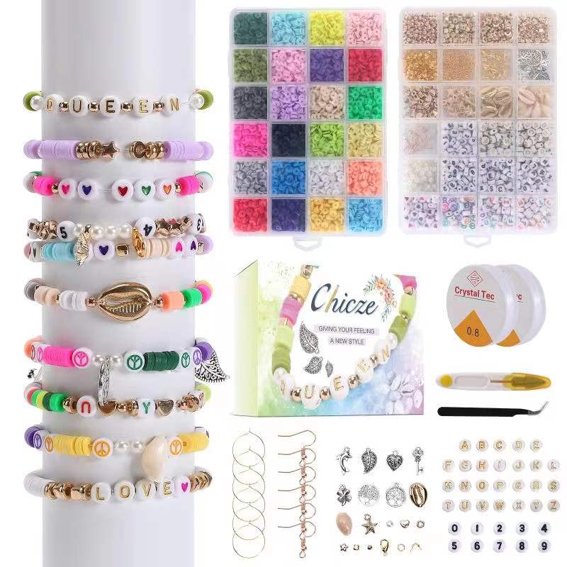 Clay Beads Bracelet Making Kit ,24 Colors 6050 PCS Polymer Heishi Beads Bracelets Necklace Making Kit for Adults Kids | The Storepaperoomates Retail Market - Fast Affordable Shopping