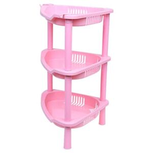 3 Tier Reusable Plastic Corner Shelf Organizer Cabinet Bathroom Kitchen Sundries Storage Rack Pink Nice and Practical