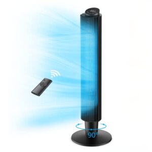 Tower Fan for Bedroom, 42” Oscillating Cooling Fan with Remote, Height Adjustable, 12H Timer, 5 Speeds, LED Display, Low Noise, Touchpad, Space-Saving, Quiet Stand Up Fan for Offices and Home