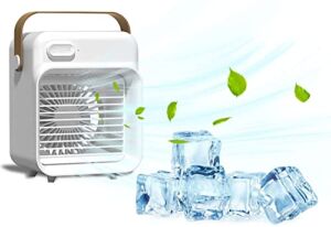 Portable Air Conditioner Rechargeable Personal Cooler with 3 Speeds Duration 3~5 Hrs Quiet Mini Fan, Desk Cooling Fan for Home, Bedroom, Office and Travel, White, One Size