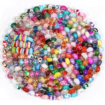 223 PCS Large Hole Glass Beads for Jewelry Making, Cludoo European Beads Bulk Mixed Color Spacer Beads with Rhinestones Lampwork Beads for DIY Craft Charms Bracelet Necklace Earring Making | The Storepaperoomates Retail Market - Fast Affordable Shopping