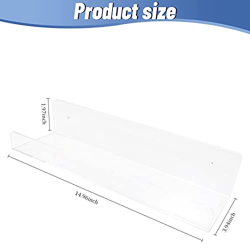 ATROPOS Acrylic Shelves, 2 Pack 15 Inch Floating Wall Floating Acrylic Shelves,5MM Thick Clear Acrylic Shelves for Modern Picture Ledge Display Toy Storage Wall Shelf,Living,Bathroom | The Storepaperoomates Retail Market - Fast Affordable Shopping