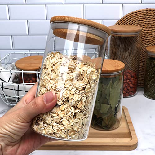 Glass Jars Set,Borosilicate Glass Food Storage Containers,20 oz Airtight Kitchen Canisters with Bamboo Lids for Pantry Organization,Clear Food Jars for Spice,flour,Nuts,Oatmeal,Coffee,9 Pack | The Storepaperoomates Retail Market - Fast Affordable Shopping