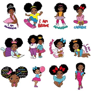 12 Pcs Black Girl Iron on Patches T Shirt Iron on Transfer Decals Clothing Iron on Stickers for DIY Women Girl Coat Backpack Jackets Decoration (Classic Style) | The Storepaperoomates Retail Market - Fast Affordable Shopping