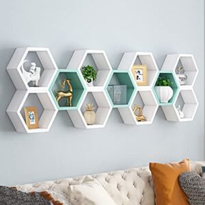 Rraeoy Hexagon Floating Shelves Set, Wall Mounted Honeycomb Farmhouse Storage Shelf,Decor Wall Shelves for Bedroom, Living Room, Office (Color : E)