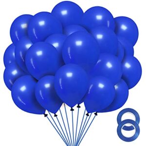Royal Blue Balloons 12 inch, 100 Pack Royal Blue Latex Balloons Helium Quality for Graduation Birthday Baby Shower Wedding Halloween Party Decorations (with Blue Ribbon)