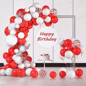 Red White Balloons Garland Kit 134 Pack Different Sizes 18/12/10/5 inch Matte Red Matte White Latex Balloons and Red Confetti Balloons for Wedding Birthday Party Accessory Arch Christmas Decoration