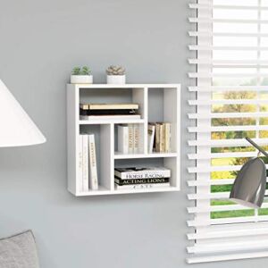 Floating Shelves 5 Cube Intersecting Shelves, Easy-to-Install Wall Mounted Storage Display Shelves for Bedrooms and Living Rooms, High Gloss White