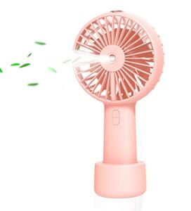 Small Handheld Misting Fan, Portable Mister Fan with 20ml Water Tank Rechargeable USB/Battery Operated Spray Water Fan Mist Personal Cooling Fan 3 Speeds Strong Wind for Camping， Travel ，Outdoors