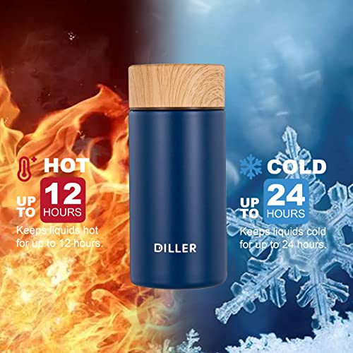 Diller Insulated Coffee Mug, Mini Water Bottle 10 oz or 7 oz Coffee Tumbler with Spout Lid, Leak Proof Cute Metal Water Bottle for Kids and Women Keep 12H Piping Hot and 24H Cold (7 oz, Blue) | The Storepaperoomates Retail Market - Fast Affordable Shopping