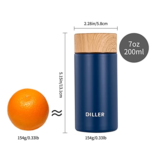 Diller Insulated Coffee Mug, Mini Water Bottle 10 oz or 7 oz Coffee Tumbler with Spout Lid, Leak Proof Cute Metal Water Bottle for Kids and Women Keep 12H Piping Hot and 24H Cold (7 oz, Blue) | The Storepaperoomates Retail Market - Fast Affordable Shopping