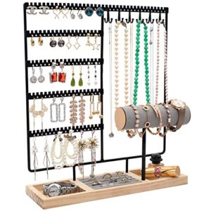Jewelry Organizer Stand, Earring Holder Organizer with 108 Holes, Jewelry Stand with Bracelet Holder, Jewelry Holder that Can Store Necklaces Rings Earrings Watches Bracelets, Suitable Gifts for Women