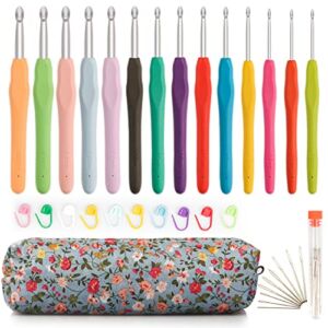 OWill 14 Piece Crochet Hooks Set, Crochet Kits Suitable for Beginners Adults,Crochet Hooks with Storage Pockets and Crochet Accessories, Ergonomic Crochet Hooks Applications for Knitter Enthusiasts