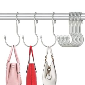 Myfolrena Purse Hangers Bag Hooks Closet- 12 Pack Handbag Hanger Organizer Metal S Hooks, Large Size Closet Rod Hooks for Hanging Handbags,Clothes, Curtain, Plant, Pans and Pots
