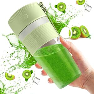 2BK Sports Blender Cup, One-handed Drinking Mini Blender for Shakes and Smoothies,Personal Blender with Rechargeable USB, Made with BPA-Free Material Portable Juicer, Vivid Green