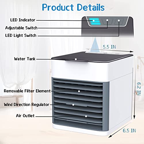 Portable Air Conditioner, Evaporative Air Cooler in 3 Speed, USB Air Personal Conditioner with LED Light for Home Office Bedroom-z7 | The Storepaperoomates Retail Market - Fast Affordable Shopping