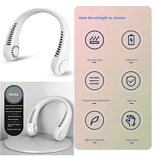 Awakingdemi Mini Neck Fan USB Rechargeable Portable Bladeless Hanging Neck Sports Fans Air Conditioner Ventilador 22-Hole Air Outlet for Student Office Home Outdoor, White | The Storepaperoomates Retail Market - Fast Affordable Shopping