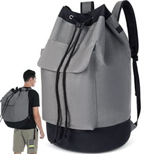 Laundry Bag Backpack, Canvas Laundry Backpack for College Students, Large Backpack Laundry Bag, Heavy Duty Laundry Bag with Straps, Laundry Duffle Bag, Laundromat Bag for Dorm Room, Apartment, Camping