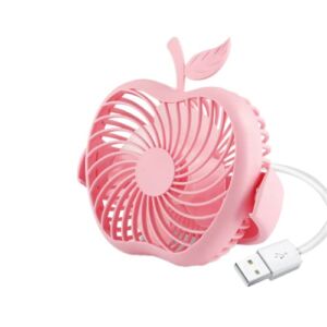 Apple shaped USB Mini fan – Portable fan with a strong airflow, quiet operation and 180° rotation. Personal fan for home, car, office and bedroom with 36inch power cord