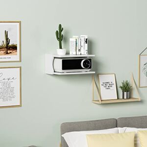 JiXun Wall Mount Floating Shelf, Stand for Projector, Router, Wall Hanging Shelf Punching-Free Storage Rack for Bedroom, Living Room.