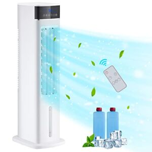 Evaporative Air Cooler,Mepty 30’’ Cooling Fan with 70° Oscillation,12H Timer Swamp Cooler with 2 Ice Packs,3 Speeds 3 Modes,Remote Control,for Bedroom,Large Room,Office