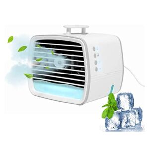 HJLIKE Personal Air Cooler, Conditioner Fan Cooler 3 Speeds Usb Rechargeable Fan With 7 Colors Light,Quite Personal Air Cooler Humidifier for Home Office Outdoor, White