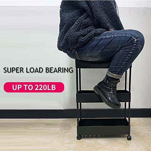 Slim Storage Cart Shelf Removable 4-Tier Rolling Trolley Storage Organizer Carts Rack with 4 Storage Baskets and Wheels for Kitchen Living Room Bathroom Bedroom Narrow Places | The Storepaperoomates Retail Market - Fast Affordable Shopping