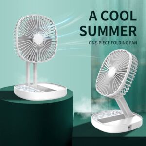 DEPOZA 7 Inch Portable Travel Fan White& Pink 10000mAh Battery Operated Desk Fan 3 Speeds Folding Table Fan Quiet 185° Rotation USB Plug-In for Indoor Outdoor