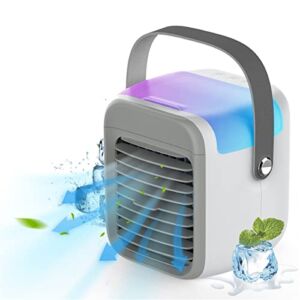 Air Conditioner Fan, Portable Air Cool Fan with Icebox, Mini Air Conditioner with 3 Speeds, Table Fan for Room & Office, Air Humidifier, Air Cooler with USB Cable, Quiet