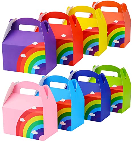 Naleyber Rainbow Party Favor Treat Boxes 16pcs Thickened Paper Gift Gable Box, Candy Snack Goodie Bag for Birthdays, Wedding, Holidays, Vivid Colored | The Storepaperoomates Retail Market - Fast Affordable Shopping